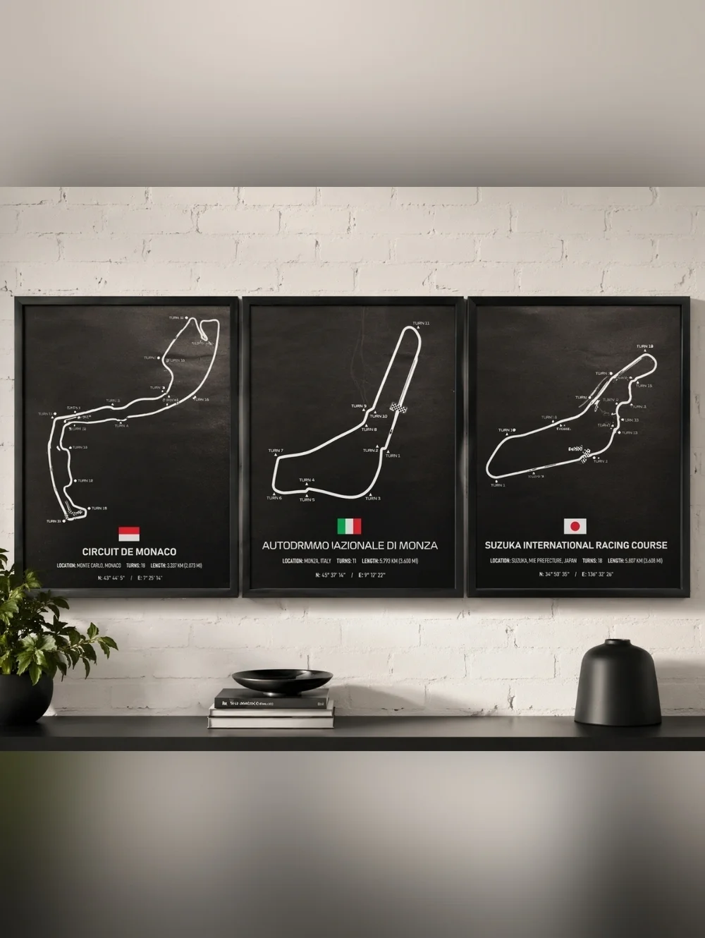 F1 Racing Circuit Posters Monaco Suzuka Monza Wall Art Set